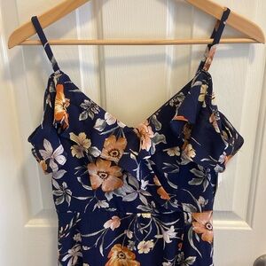 NWT A. Byer Navy Floral Mid-Length Dress